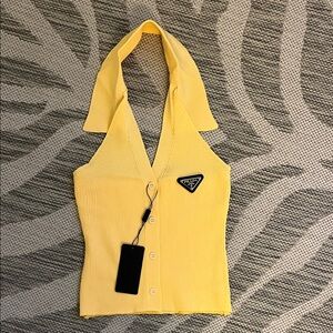 Prada collared halter knit top
